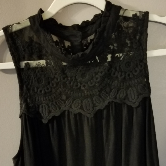 entro Tops - Entro | Black Lace Mock Neck Top